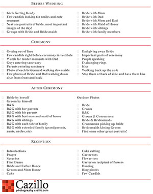 Download Wedding Photography Checklist